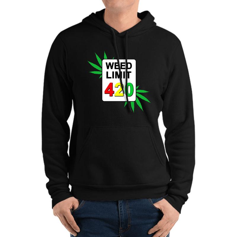 Weed Limit 420 Sign Unisex Hooded Sweatshirt Men Black