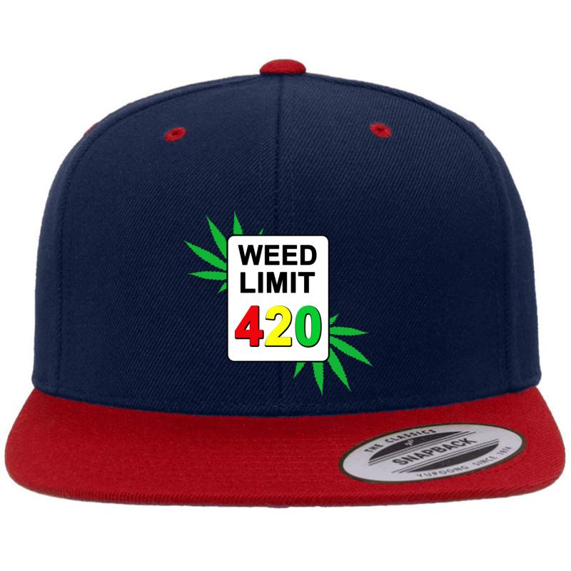 Weed Limit 420 Sign Premium Flat Bill Snapback Cap  Navy