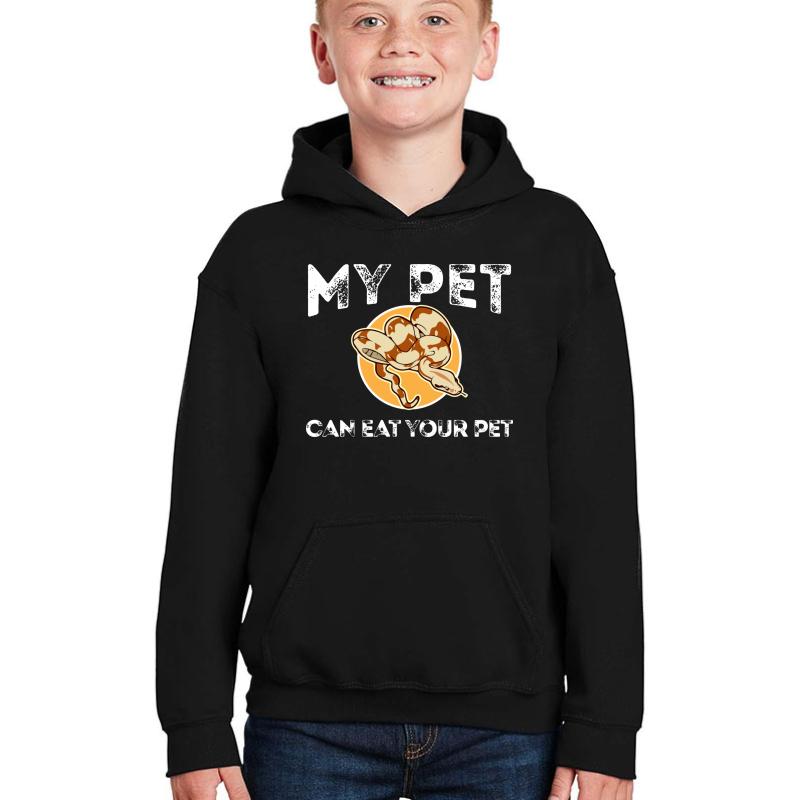 'My Pet Can Eat Your Pet' Cool World Snake Day Animal Youth Hooded Sweatshirt Boy Black