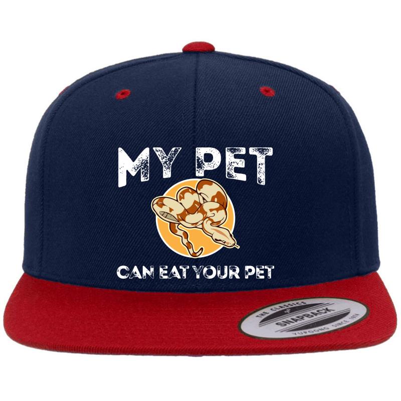 'My Pet Can Eat Your Pet' Cool World Snake Day Animal Premium Flat Bill Snapback Cap  Navy