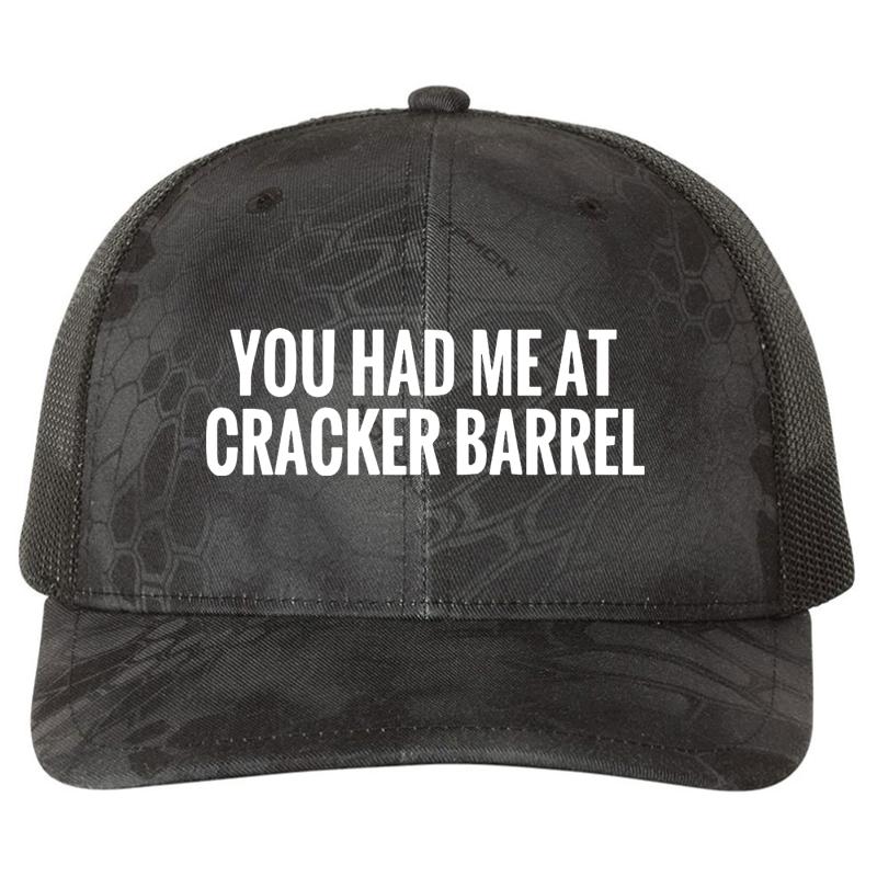 You Had Me At Cracker Barrel Richardson Premium Trucker Snapback Cap  Kryptek Typhon Black