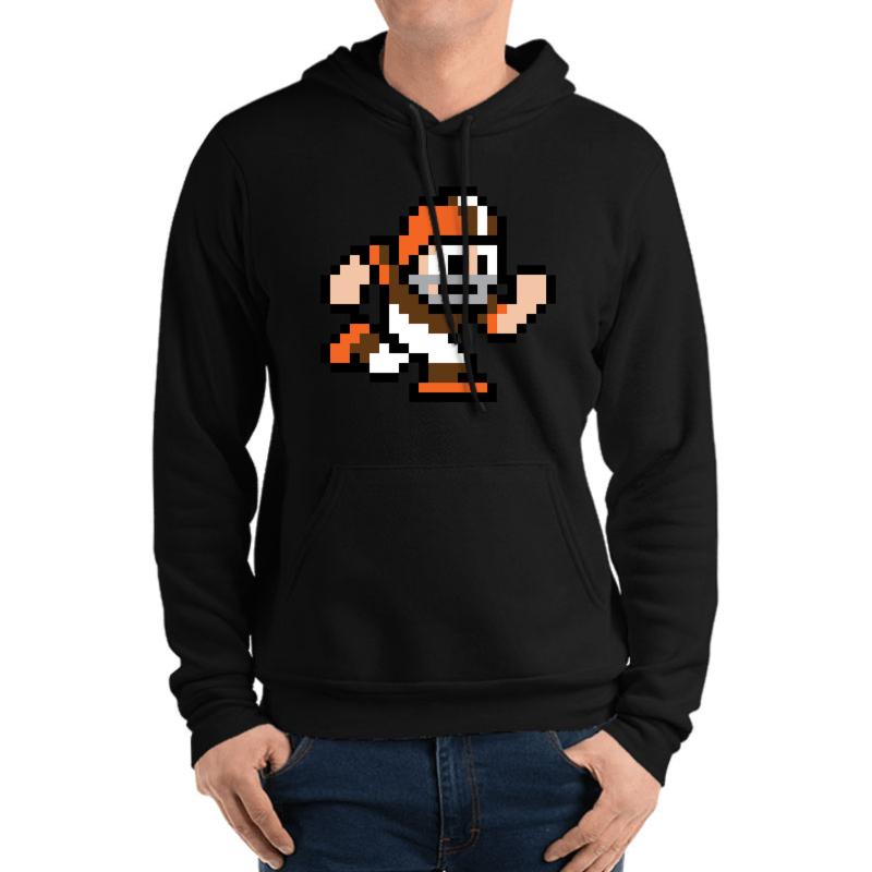 8-Bit Player - Cleveland Browns Throwback Unisex Hooded Sweatshirt Men Black