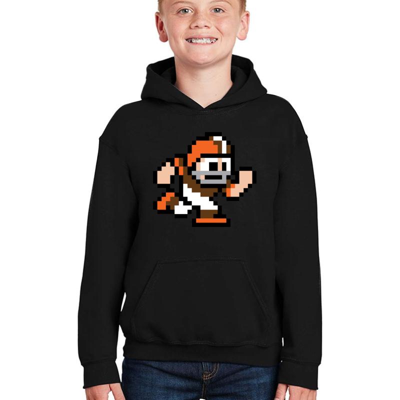 8-Bit Player - Cleveland Browns Throwback Youth Hooded Sweatshirt Boy Black