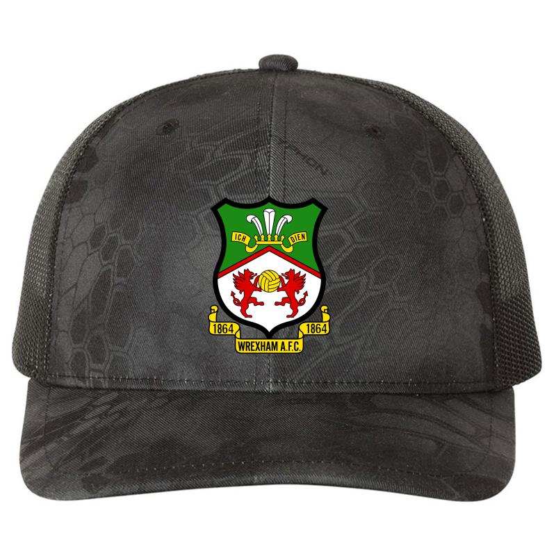 Wrexham Afc Logo Richardson Premium Trucker Snapback Cap  Kryptek Typhon Black