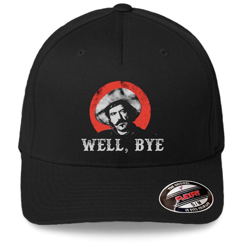 Well Bye In White Stencil Flexfit Baseball Cap  Black