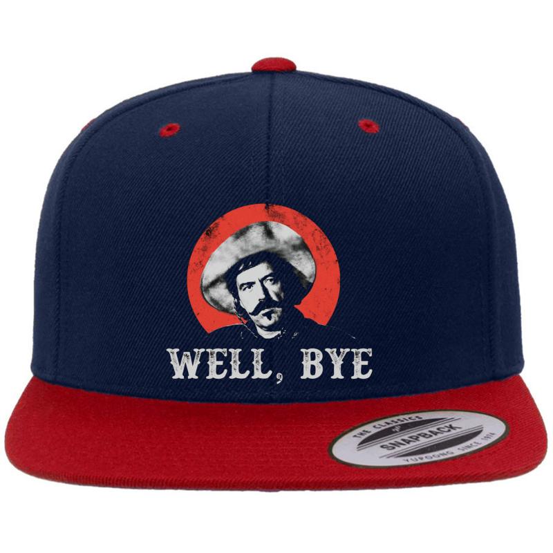 Well Bye In White Stencil Premium Flat Bill Snapback Cap  Navy