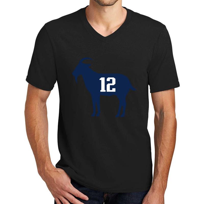 Tom Brady Goat 12 Unisex V-Neck T-Shirt Men Black