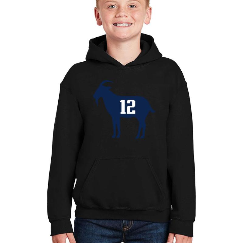 Tom Brady Goat 12 Youth Hooded Sweatshirt Boy Black