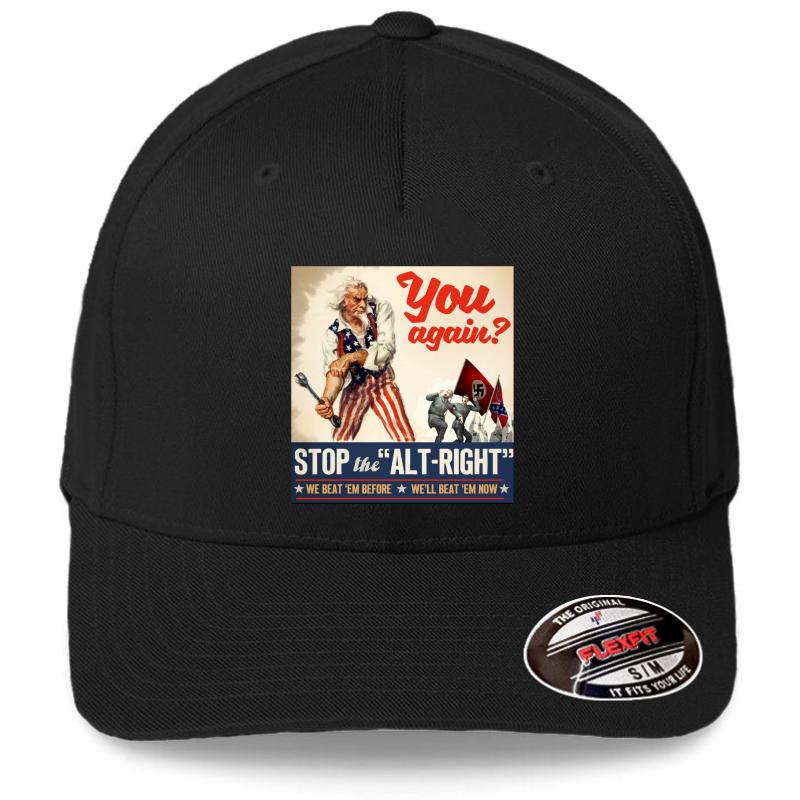 Antifa - Stop The Alt Right - Anti Trump Flexfit Baseball Cap  Black