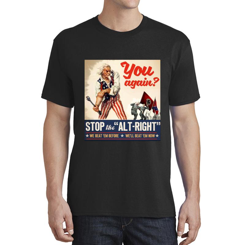 Antifa - Stop The Alt Right - Anti Trump Unisex T-Shirt Men Black