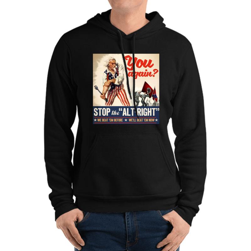 Antifa - Stop The Alt Right - Anti Trump Unisex Hooded Sweatshirt Men Black