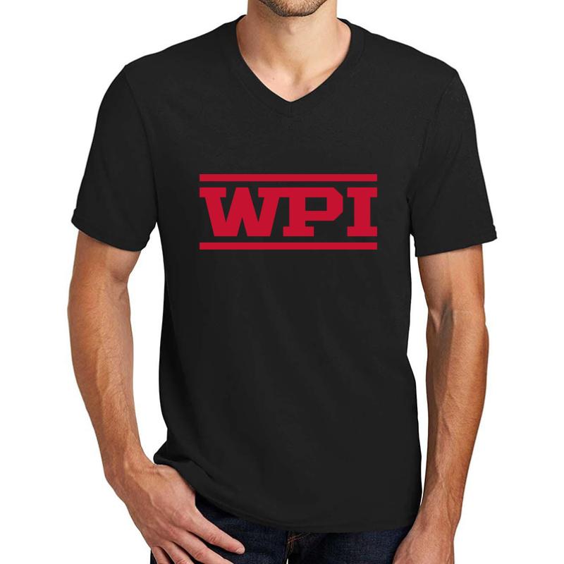 Wpi Logo Unisex V-Neck T-Shirt Men Black