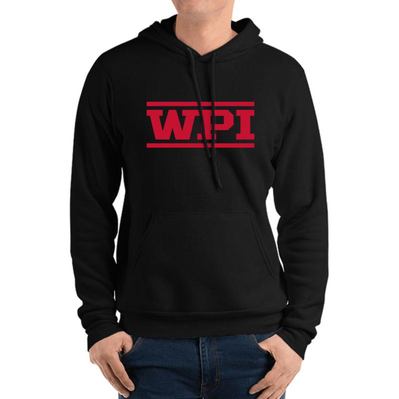 Wpi Logo Unisex Hooded Sweatshirt Men Black