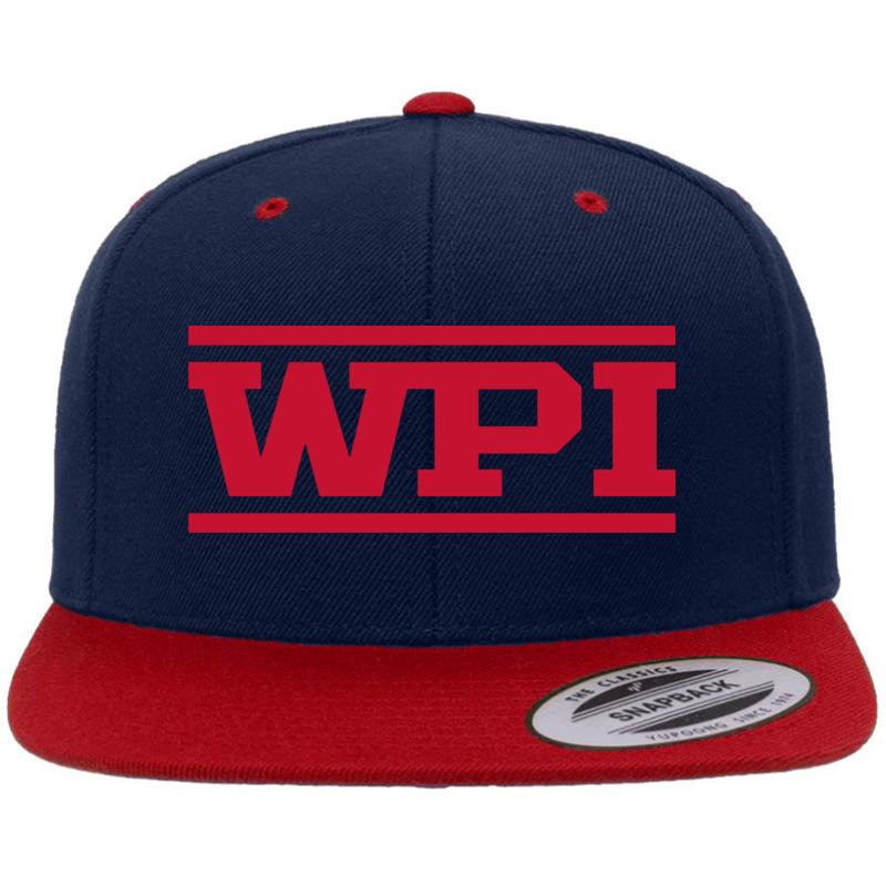 Wpi Logo Premium Flat Bill Snapback Cap  Navy