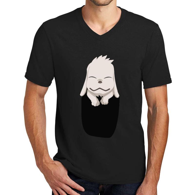 Akamaru Pocket Unisex V-Neck T-Shirt Men Black