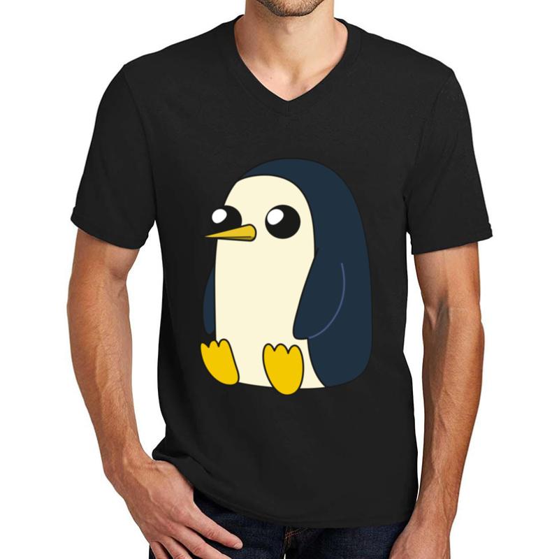 Adventuretime Gunter Sitting And Looking Stoic But Cute Unisex V-Neck T-Shirt Men Black