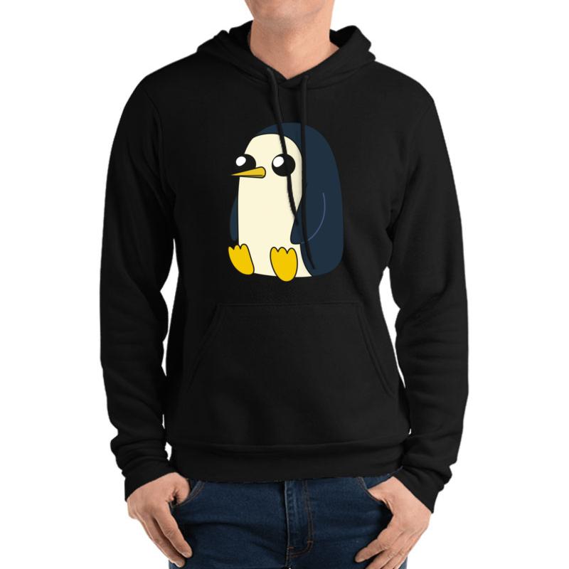 Adventuretime Gunter Sitting And Looking Stoic But Cute Unisex Hooded Sweatshirt Men Black