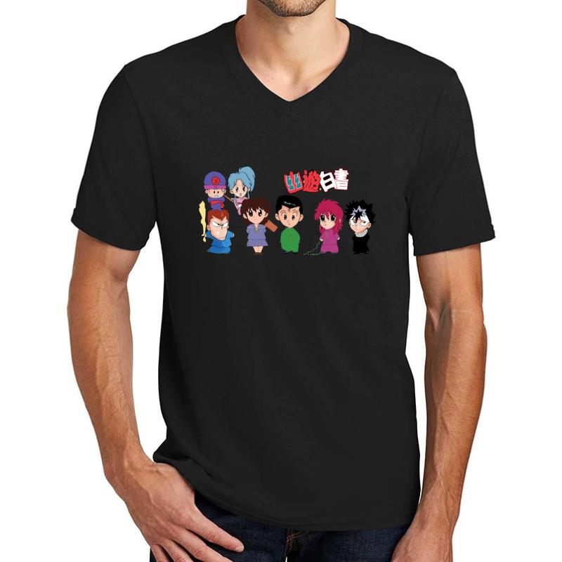 Yu Yu Hakusho Chibi Unisex V-Neck T-Shirt Men Black