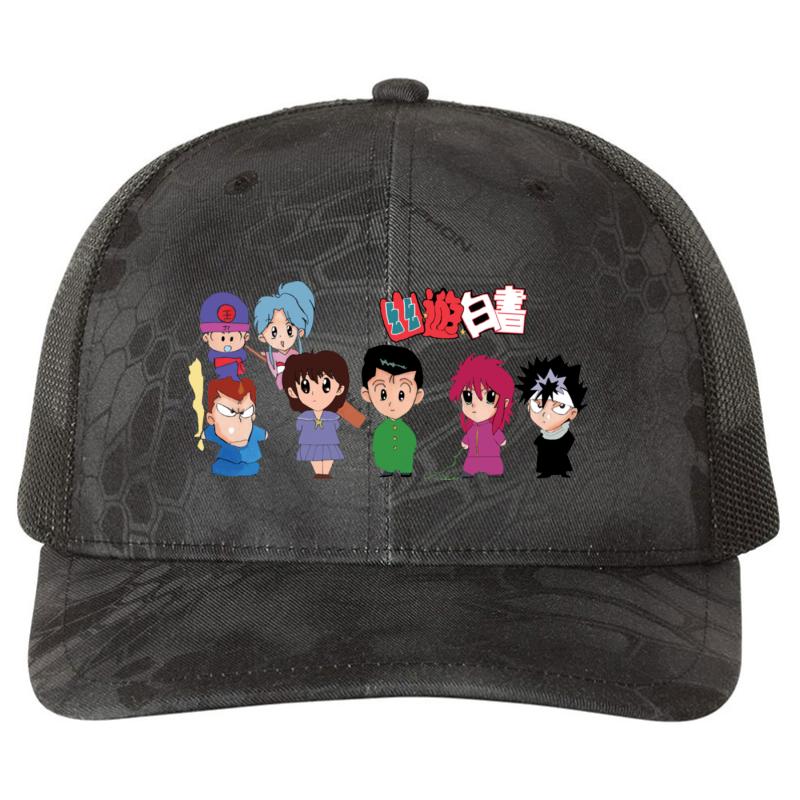 Yu Yu Hakusho Chibi Richardson Premium Trucker Snapback Cap  Kryptek Typhon Black