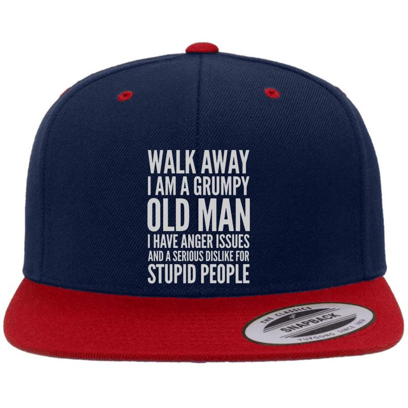 Walk Away I Am Grumpy Old Man Premium Flat Bill Snapback Cap  Navy