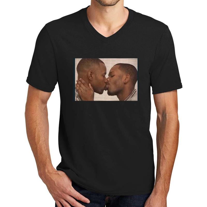 Two Guys Kissing Meme Unisex V-Neck T-Shirt Men Black