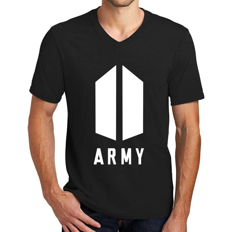 Army Bts Logo Unisex V-Neck T-Shirt Men Black