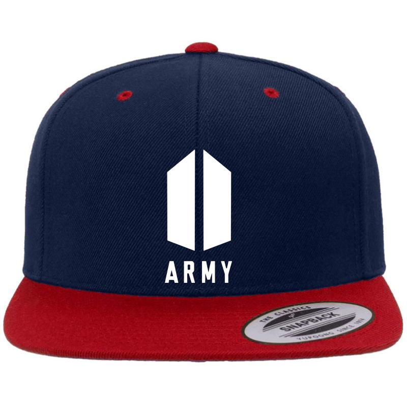 Army Bts Logo Premium Flat Bill Snapback Cap  Navy