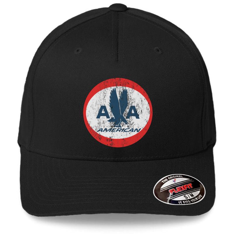 American Airlines Retro Logo Shirt Flexfit Baseball Cap  Black