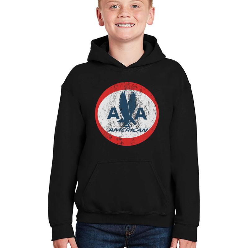 American Airlines Retro Logo Shirt Youth Hooded Sweatshirt Boy Black