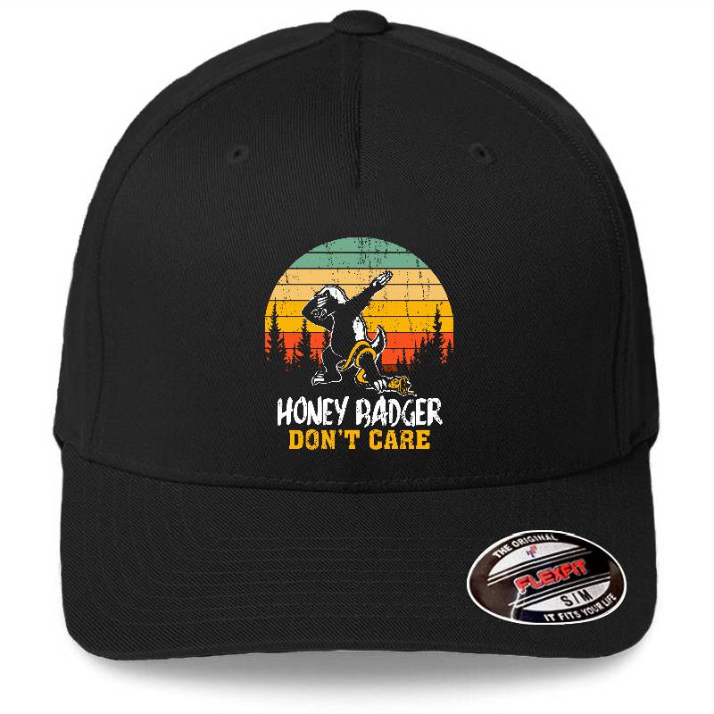 Honey Badger Dont Care Vintage Sunset Dabbing Wild Animal Eat Snake Richardson Premium Trucker Snapback Caps