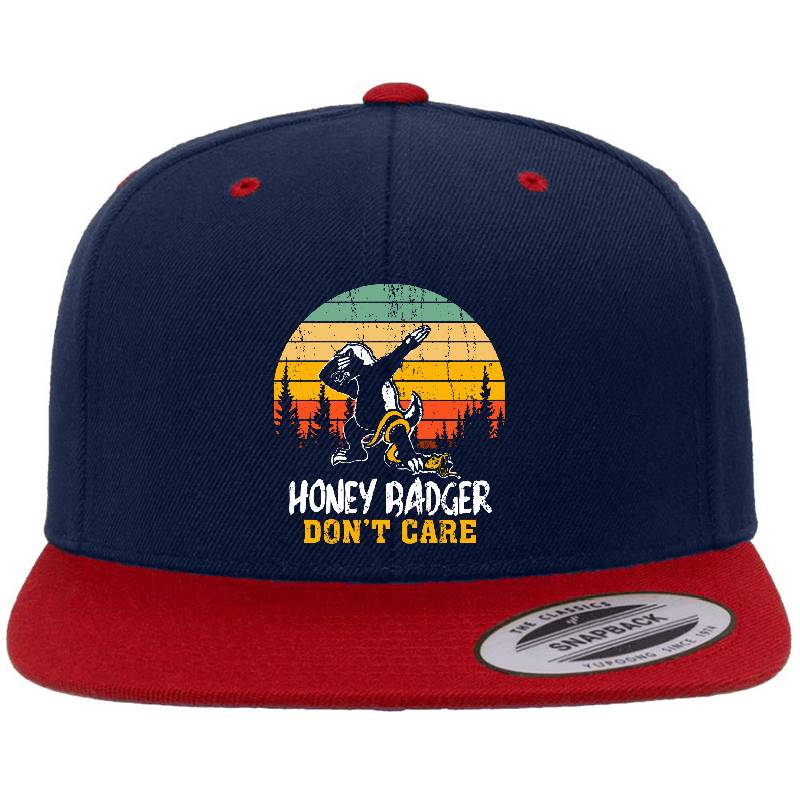 Honey Badger Dont Care Vintage Sunset Dabbing Wild Animal Eat Snake Richardson Premium Trucker Snapback Caps