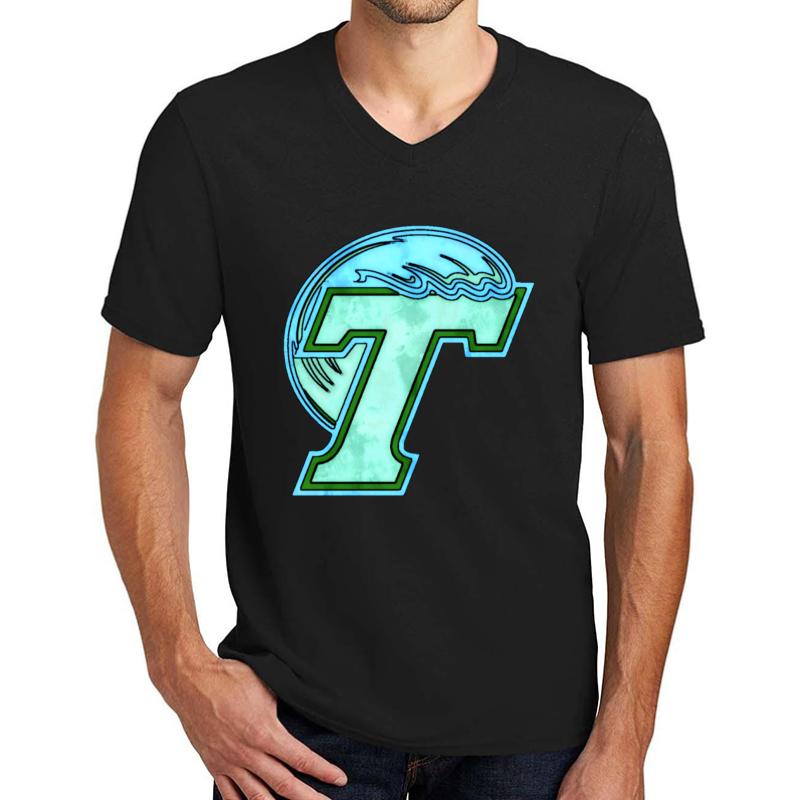 Watercolor Tulane Unisex V-Neck T-Shirt Men Black