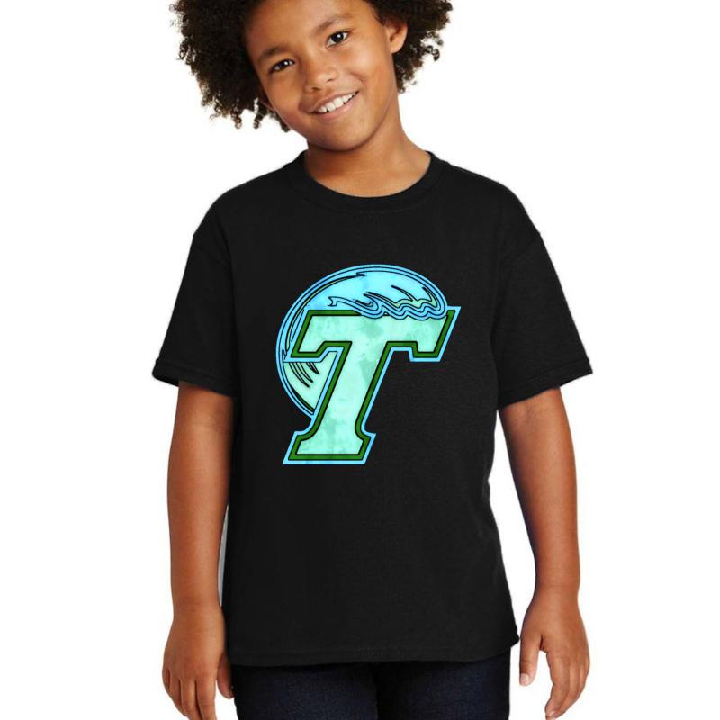 Watercolor Tulane Youth T-Shirt Boy Black