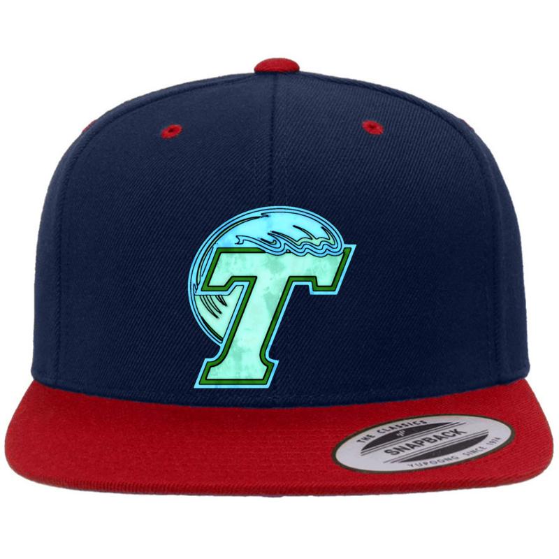 Watercolor Tulane Premium Flat Bill Snapback Cap  Navy