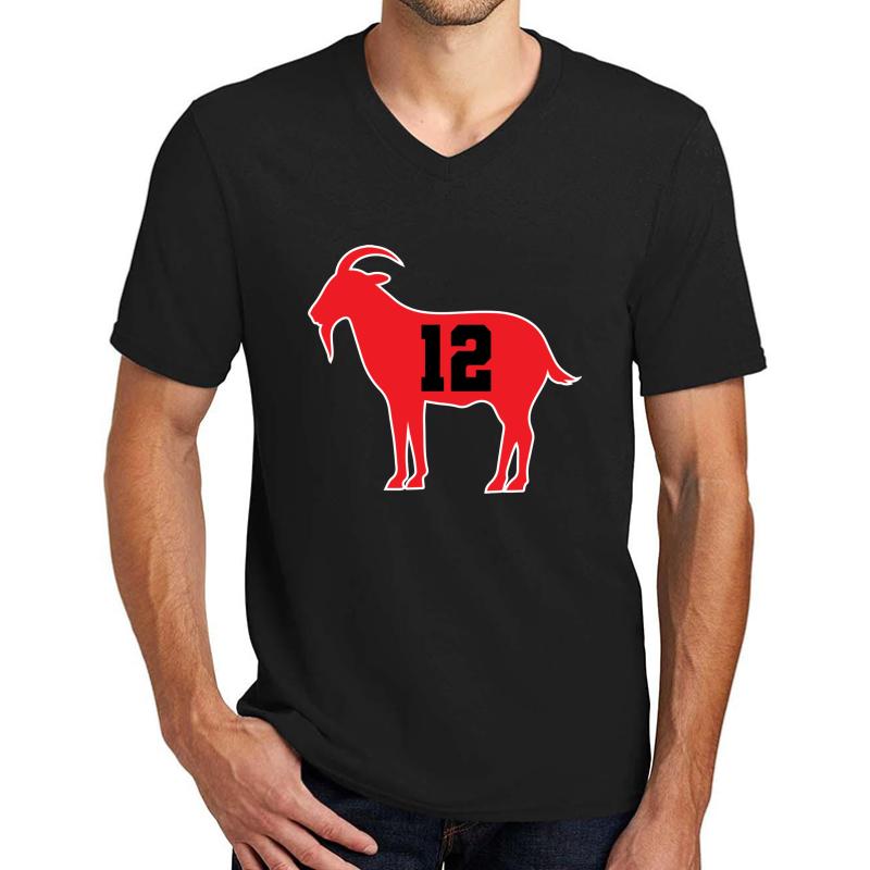 Tom Brady Goat Shirt Funny Ne Patriots Nfl Football T Shirt Nfl Shirts Unisex V-Neck T-Shirt Men Black