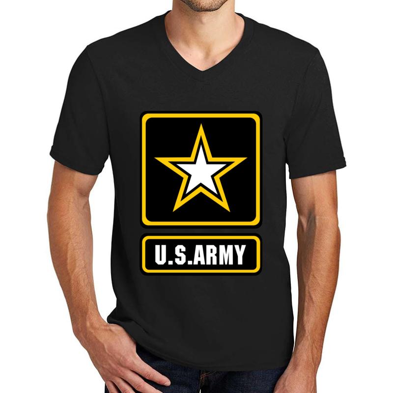 Us Army Logo Unisex V-Neck T-Shirt Men Black