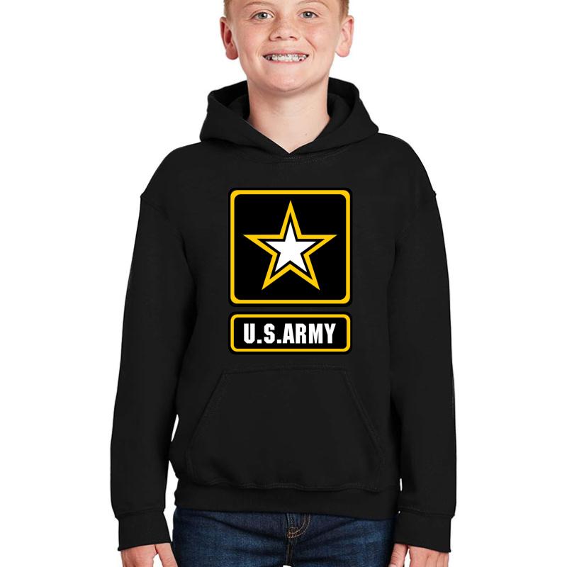 Us Army Logo Youth Hooded Sweatshirt Boy Black