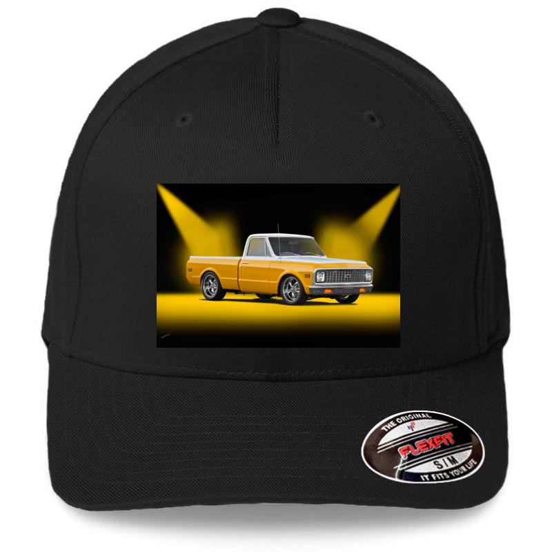 1971 Chevrolet C10 Fleetside Pickup Flexfit Baseball Cap  Black