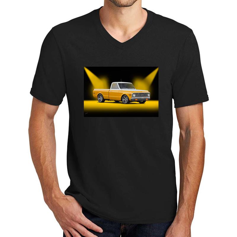 1971 Chevrolet C10 Fleetside Pickup Unisex V-Neck T-Shirt Men Black