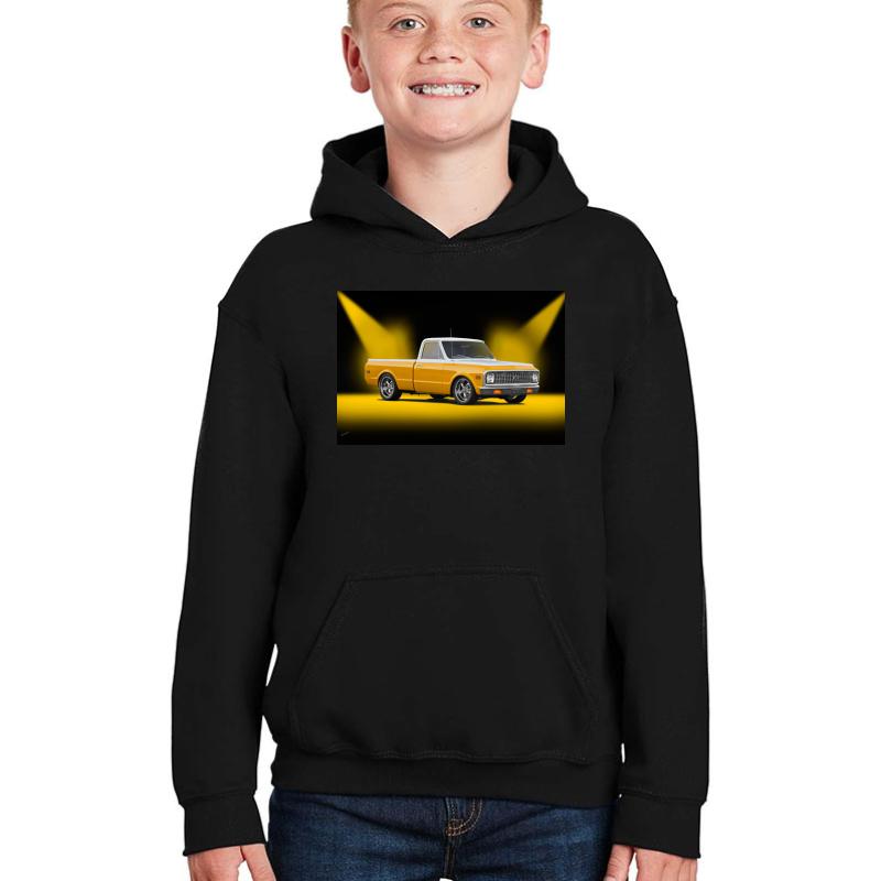 1971 Chevrolet C10 Fleetside Pickup Youth Hooded Sweatshirt Boy Black