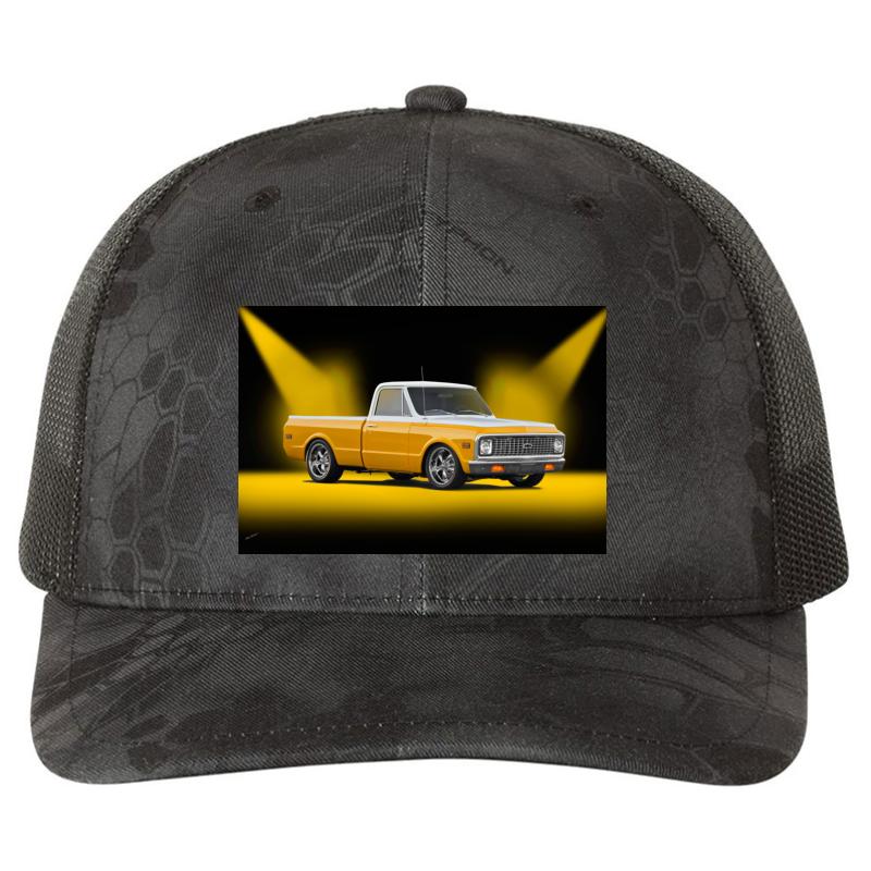 1971 Chevrolet C10 Fleetside Pickup Richardson Premium Trucker Snapback Cap  Kryptek Typhon Black