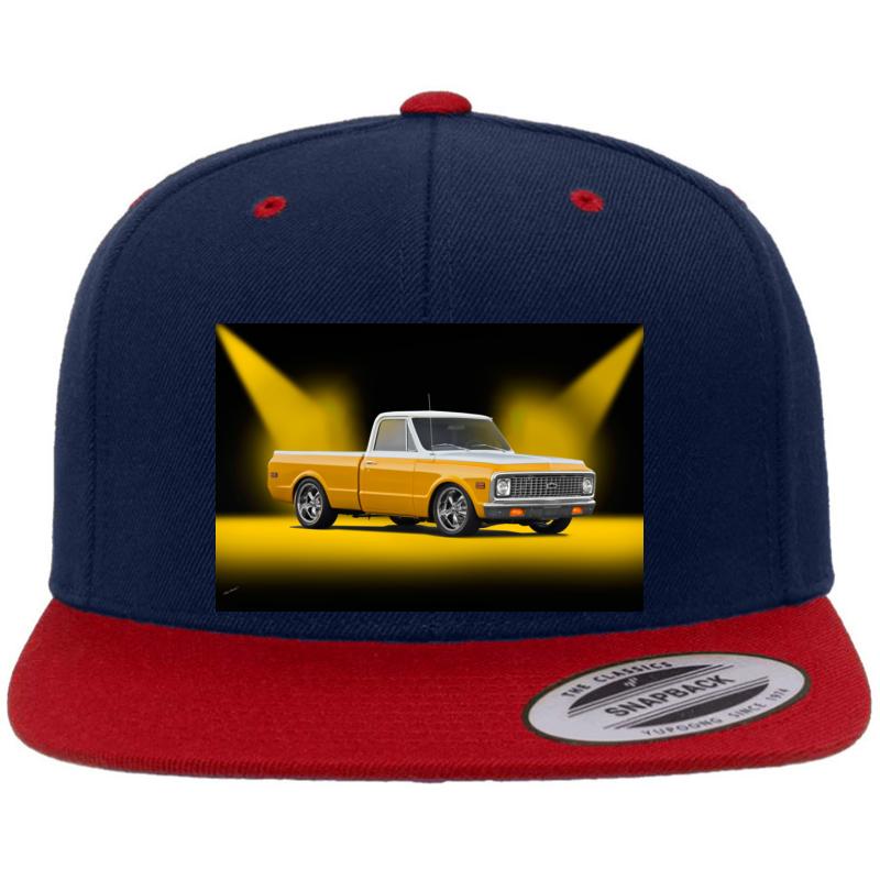 1971 Chevrolet C10 Fleetside Pickup Premium Flat Bill Snapback Cap  Navy