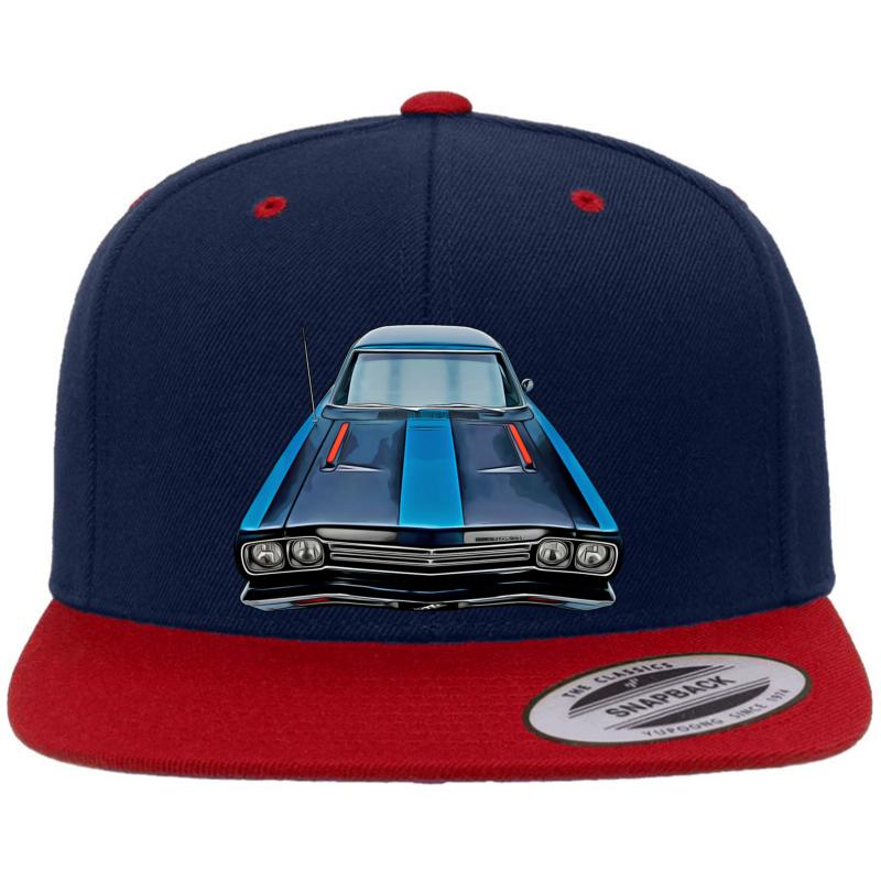 1969 Plymouth Road Runner Premium Flat Bill Snapback Cap  Navy