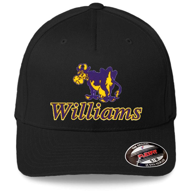 Williams College Sticker Shirt Flexfit Baseball Cap  Black