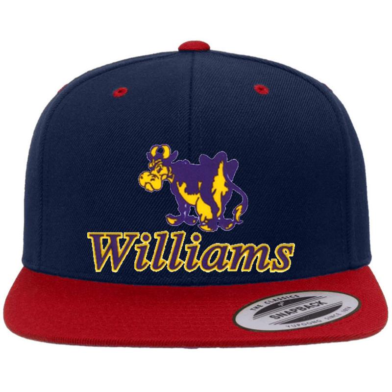 Williams College Sticker Shirt Premium Flat Bill Snapback Cap  Navy