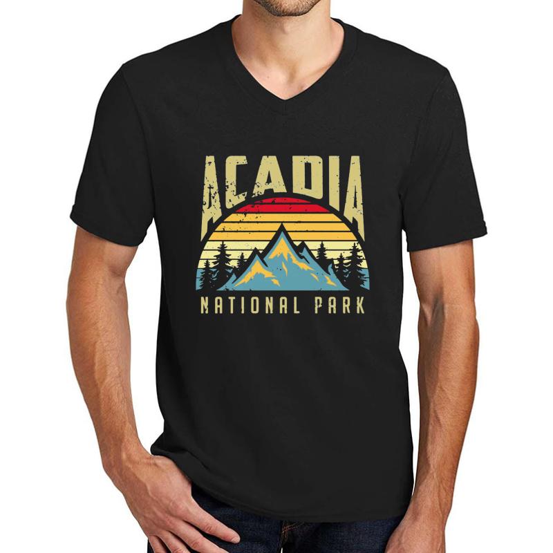 Acadia National Park Unisex V-Neck T-Shirt Men Black