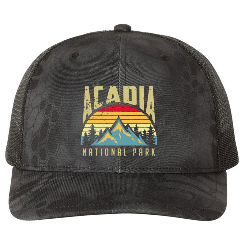 Acadia National Park Richardson Premium Trucker Snapback Cap  Kryptek Typhon Black