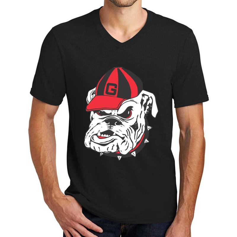 Vintage Bulldog Uga Unisex V-Neck T-Shirt Men Black