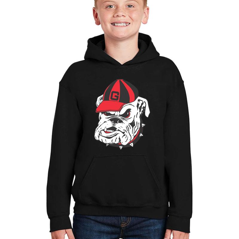 Vintage Bulldog Uga Youth Hooded Sweatshirt Boy Black