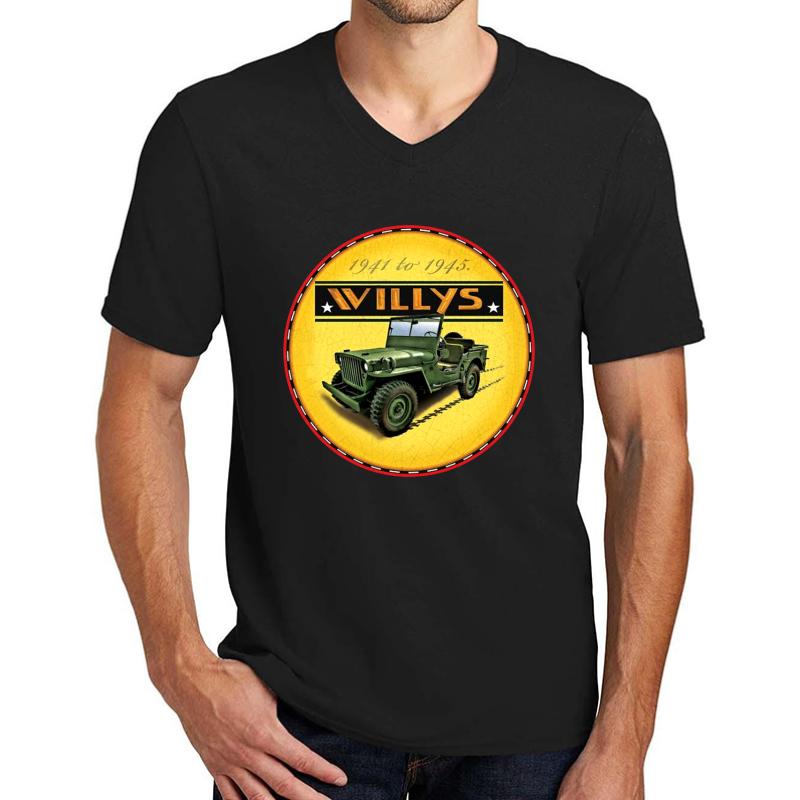 Willys Wartime Jeep Ww2 Unisex V-Neck T-Shirt Men Black